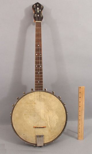 Antique 1870s Stewart Universal Favorite Birdseye Figure Maple 4 - String Banjo