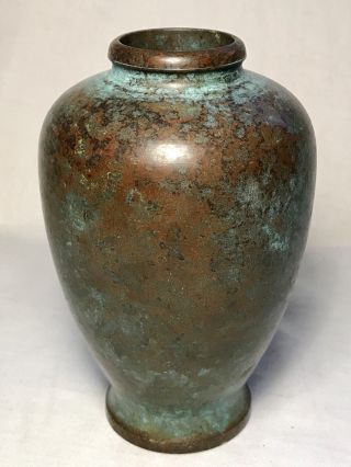 Vintage Bronze Japanese Green Patinated Variegated Zen Tea Ceremony Bottle Vase