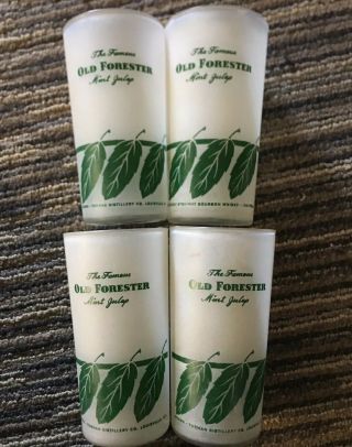 Vintage Collectable Frosted Glass Old Forester Julep Cups