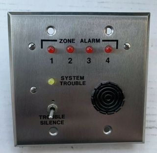Vintage Firelite Alarms Rza - 4,  Remote Led Fire Alarm 4 Zone Annunciator Ms - 4024