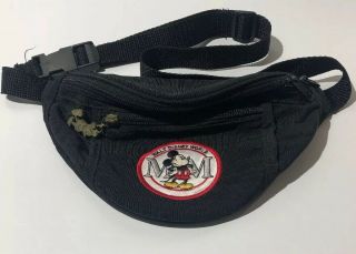 Walt Disney World Mickey Mouse Patch Black Fanny Pack Bag Vintage
