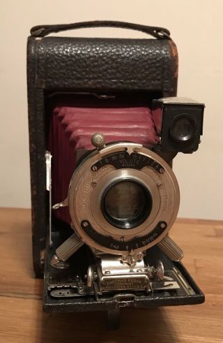 Antique 1906 Kodak No.  3 Folding Pocket Model C - 4 Red Bellows Camera - Work