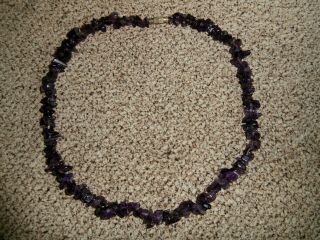 Real Vintage Rough Cut Amethyst Bead Necklace / Wristband (18 )