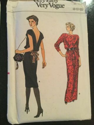 1980 Uncut Vogue Retro Grecian Style Dress Vintage Sewing Pattern 8 - 10 - 12