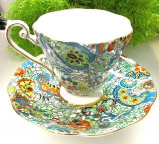 Pretty Vintage Royal Standard Bone China Cup And Saucer Paisley Pattern