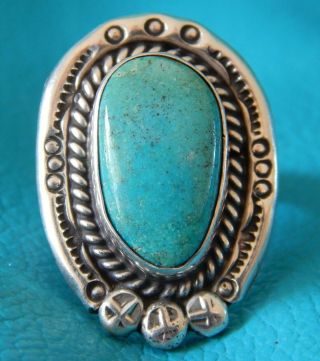 Raymond Platero (rbp) Vintage Sterling Silver And Turquoise Ring Size 5.  5