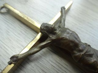 Vintage German Brass Crucifix With Classic Corpus Of Christ Cross Art