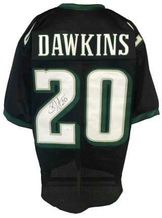Brian Dawkins Autographed Pro Style Black Jersey Jsa Authenticated