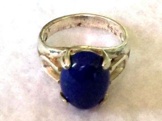 Vintage Sterling Silver Ring With Lapis Lazuli Cabochon,  Size 7.  75