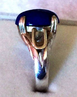 Vintage Sterling Silver Ring with Lapis Lazuli Cabochon,  Size 7.  75 3
