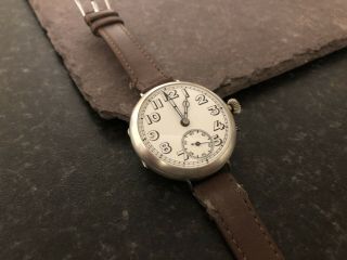 Antique Large 1915 Ww1 Military Officers Trench Watch Glasgow Import Silver
