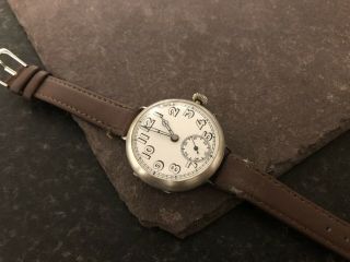 Antique Large 1915 WW1 Military Officers Trench Watch Glasgow Import Silver 2