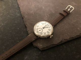 Antique Large 1915 WW1 Military Officers Trench Watch Glasgow Import Silver 3