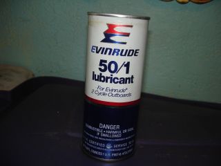 Vintage Evinrude 50/1 Lubricant Oil In Metal Can Full Nos 1 Pint Man Cave