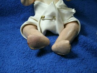ANTIQUE COMPOSITION BABY DOLL MOLDED HAIR PAINTED EYES 8” LONG 176 3