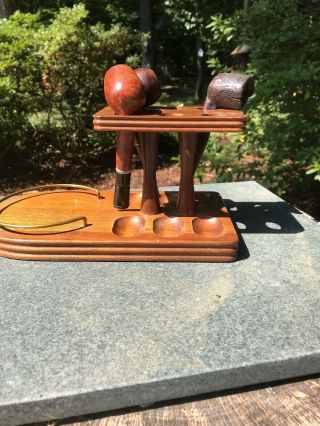 Vintage Pipe Holder/pipe Rest With Place For Can Of Tobacco