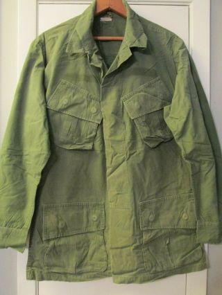 Vintage Us Army Vietnam War Era Slant Pocket Combat Shirt/coat Og - 107 Small Reg