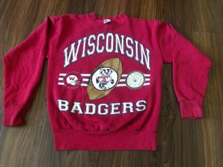 Vintage 90s Wisconsin Badgers Football Ncaa Crewneck Sweatshirt Men 