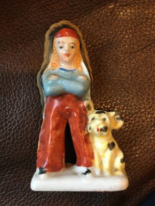 Vintage Indian Chief With Dog Figurine Made In Occupied Japan C2