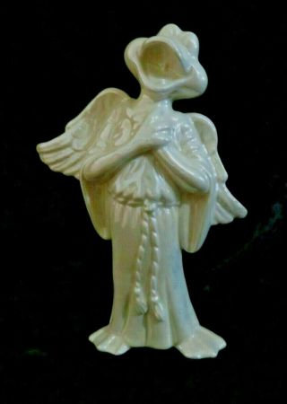 Vintage White Porcelain Singing Frog Angel Figurine 6.  50 " Tall