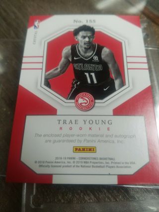2018 - 2019 Trae Young Cornerstones RPA on card auto 29/75 2