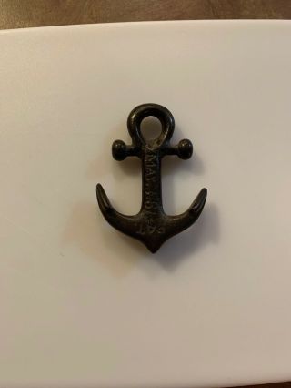 Antique Fishing Sinker Weight Cast Iron Miniature Anchor Marked Pat May 3,  1881