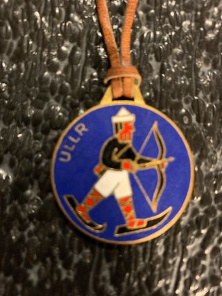 Ullr Archery Blue Enameled Vintage Skiiing Pendant Medal Medallion France