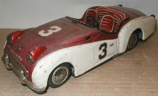 Vtg.  Bandai Japan 1959? Triumph Tr3 Sports Race Car Tin Friction Toy