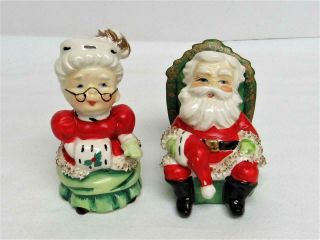 Rare Vtg 1957 Lefton Christmas Santa & Mrs.  Clause Salt & Pepper Shakers Signed