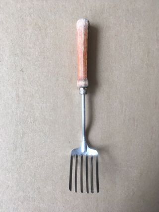 Vintage Foley Fork Mpls,  Wood Handle,  Stainless Steel,  Usa,  10.  25 " Length