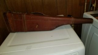 Antique All Leather Hard Gun Case Shotgun Rifle Hunting Sportsman Patina
