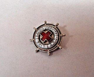 Vintage Enamel Red Cross Life Savings Corps A.  R.  C.  Ship Steering Wheel Pin Badge