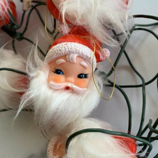 Vintage Christmas Santa Claus Face Head String Lights Japan Set Of 10 C4