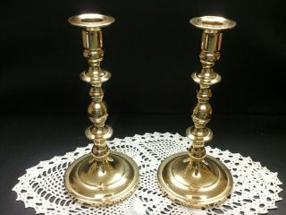 Vintage Pair Baldwin Candle Holders 9 " Solid Brass
