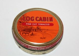Log Cabin Fine Cut Tobacco 50g Net Tin Australian Tin W.  D & H.  O Wills