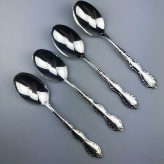 4 Vintage 1964 Soup Spoons Wm.  Rogers Mfg Co.  Extra Plate Silver Camelot/melody