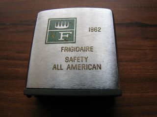 Vintage 1962 Zippo Tape Measure Frigidaire Safety Award Advertising All American