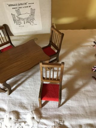 Vintage Doll House Miniature Dining Table & 4 Chair Set Hello Dolly EUC 2
