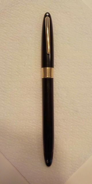 Vintage Sheaffer Black Snorkel Fountain Pen White Dot Gold Trim