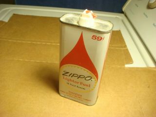 Vintage Zippo Lighter Fuel Can 10 Oz Collectible 59 Cents Fluid 5.  5 " Tin