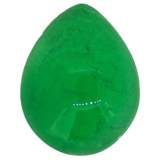 Large Colombian Emerald Antique Pear Cabochon 6.  61ct Natural Loose Gemstones