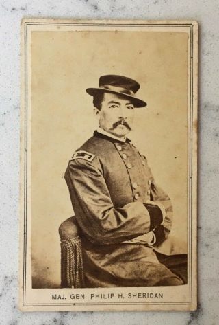 Antique Civil War Cdv Photograph Of Union Major General Philip H Sheridan Seated