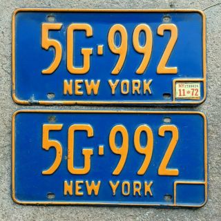 Vintage 1972 York License Plate Plates 5g - 992