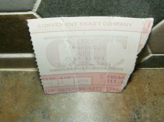 Vtg 1981 Rush Concert Ticket Stub Cobo Arena Detroit Michigan Moving Pictures