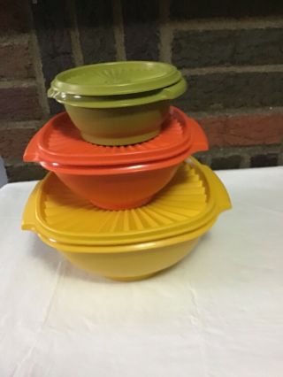 Tupperware Container Set Harvest Colors Vintage Very Good