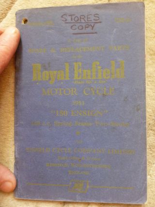 Old Book Royal Enfield 150 Ensign Motor Cycle Motorcycle Replacement Parts