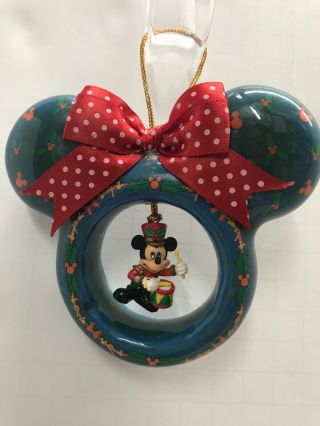 Vintage Walt Disney Mickey Mouse Drummer Boy Christmas Tree Ornament 4.  5” X 3.  75