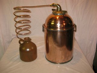 Antique Copper Moonshine Still With Coil,  Jug - Still Has Unusual Upper Section