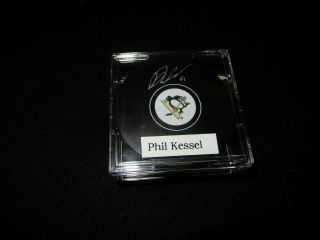 Phil Kessel Signed Pittsburgh Penguins Logo Hockey Puck Nhl Autograph W/ Case