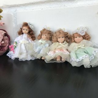 Vintage Wedding,  Bridesmaids And Bride Porcelain,  Bisque Dolls (4),  Dolls House